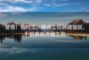 警惕！临时工、钟点工招聘藏猫腻，手机竟成诈骗工具