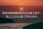 莱西市精准服务助力企业复工复产，规上工业企业复工率达100%