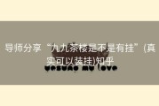 导师分享“九九茶楼是不是有挂”(真实可以装挂)知乎
