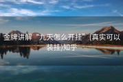 金牌讲解“九天怎么开挂”(真实可以装挂)知乎