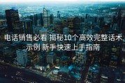电话销售必看 揭秘10个高效完整话术示例 新手快速上手指南