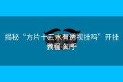 揭秘“方片十三水有透视挂吗”开挂教程-知乎