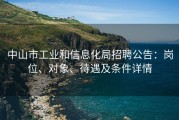 中山市工业和信息化局招聘公告：岗位、对象、待遇及条件详情
