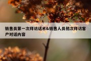 销售员第一次拜访话术&amp;销售人员初次拜访客户对话内容