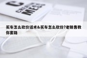 买车怎么砍价话术&amp;买车怎么砍价?老销售教你套路
