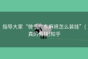 指导大家“微乐广东麻将怎么装挂”(真的有挂)知乎