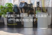 金牌讲解“微乐河北麻将怎么装挂”(确实有挂)-知乎