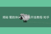  揭秘 蜀韵休闲 有挂吗开挂教程-知乎