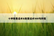 十种销售话术&amp;销售话术900句转载