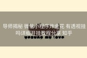  导师揭秘 微信小程序炸金花 有透视挂吗详细开挂教程分享 知乎