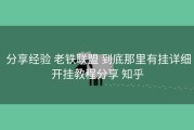  分享经验 老铁联盟 到底那里有挂详细开挂教程分享 知乎