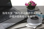 指导大家“微乐浙江麻将怎么开挂”详细开挂教程分享 知乎