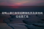 双鸭山源亿商贸招聘微机员及其他岗位信息汇总