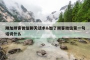 刚加顾客微信聊天话术&amp;加了顾客微信第一句话说什么