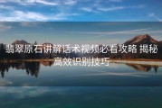 翡翠原石讲解话术视频必看攻略 揭秘高效识别技巧