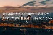 青岛科技大学2025年公开招聘公告：多科性大学诚聘英才，国家级人才56人