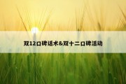 双12口碑话术&amp;双十二口碑活动