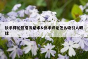 快手评论区引流话术&amp;快手评论怎么吸引人眼球