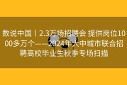数说中国丨2.3万场招聘会 提供岗位1000多万个——2024年大中城市联合招聘高校毕业生秋季专场扫描