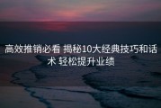 高效推销必看 揭秘10大经典技巧和话术 轻松提升业绩