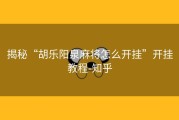 揭秘“胡乐阳泉麻将怎么开挂”开挂教程-知乎