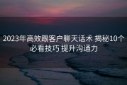 2023年高效跟客户聊天话术 揭秘10个必看技巧 提升沟通力