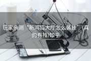 玩家亲测“新鸿狐大厅怎么装挂”(真的有挂)知乎