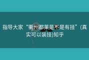 指导大家“衢州都莱是不是有挂”(真实可以装挂)知乎
