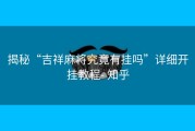揭秘“吉祥麻将究竟有挂吗”详细开挂教程- 知乎