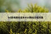 lol游戏陪玩话术&amp;lol陪玩介绍文案