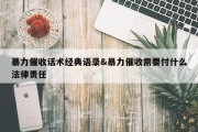 暴力催收话术经典语录&amp;暴力催收需要付什么法律责任