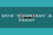 指导大家“东阳四副牌真有挂吗”(真的有挂)知乎