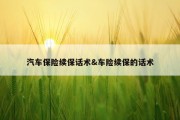 汽车保险续保话术&amp;车险续保的话术