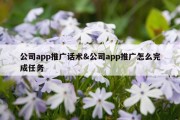 公司app推广话术&amp;公司app推广怎么完成任务