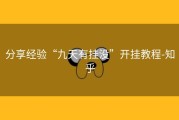 分享经验“九天有挂没”开挂教程-知乎
