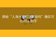 揭秘“人海大厅可以开挂吗”确实可以开挂-知乎