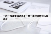 一对一授课推销话术&amp;一对一课程销售技巧和话术
