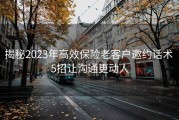 揭秘2023年高效保险老客户邀约话术 5招让沟通更动人