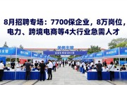 8月招聘专场：7700家企业，8万岗位，电力跨境电商等4大行业急需人才