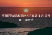 客服回访话术揭秘 5招高效技巧 提升客户满意度