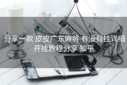  分享一款 皮皮广东麻将 有没有挂详细开挂教程分享 知乎