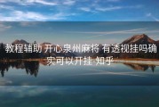 教程辅助 开心泉州麻将 有透视挂吗确实可以开挂-知乎