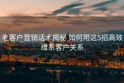老客户营销话术揭秘 如何用这5招高效维系客户关系