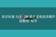  知识科普 功夫川麻 是不是有挂详细开挂教程- 知乎