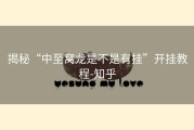 揭秘“中至窝龙是不是有挂”开挂教程-知乎
