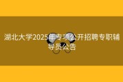 湖北大学2025年专项公开招聘专职辅导员公告