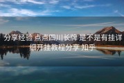  分享经验 点点四川长牌 是不是有挂详细开挂教程分享 知乎