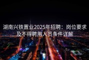 湖南兴铁置业2025年招聘：岗位要求及不得聘用人员条件详解