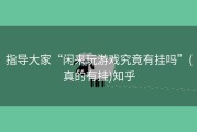 指导大家“闲来玩游戏究竟有挂吗”(真的有挂)知乎