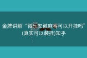金牌讲解“微乐安徽麻将可以开挂吗”(真实可以装挂)知乎